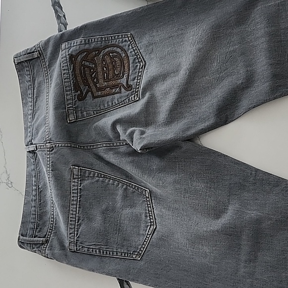 BURBERRY SWAINE Tapered Leg Jeans Men Gray Button Fly 33x30 Logo